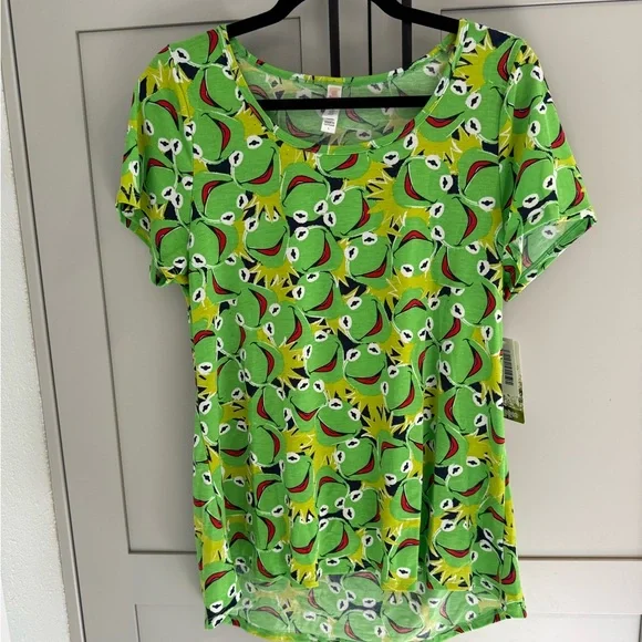 LuLaRoe Disney Classic T (Green Kermit Pattern Short Sleeve Tee) - Picture 1 of 4